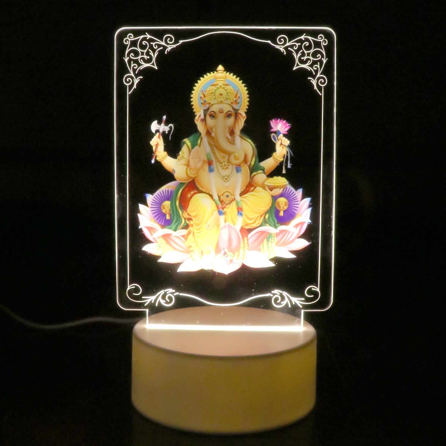 Beautiful 3d Lord Ganesh Frame With Soft White Light (1 Pc) Beautiful 3d Lord Ganesh Frame With Soft White Light (1 Pc)